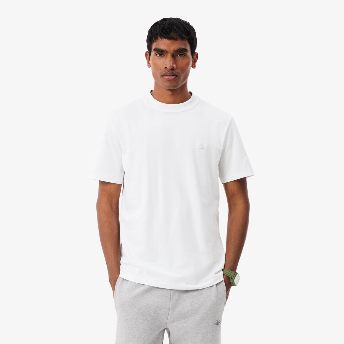 Camiseta de piqué con detalles de marca de jacquard Commuter